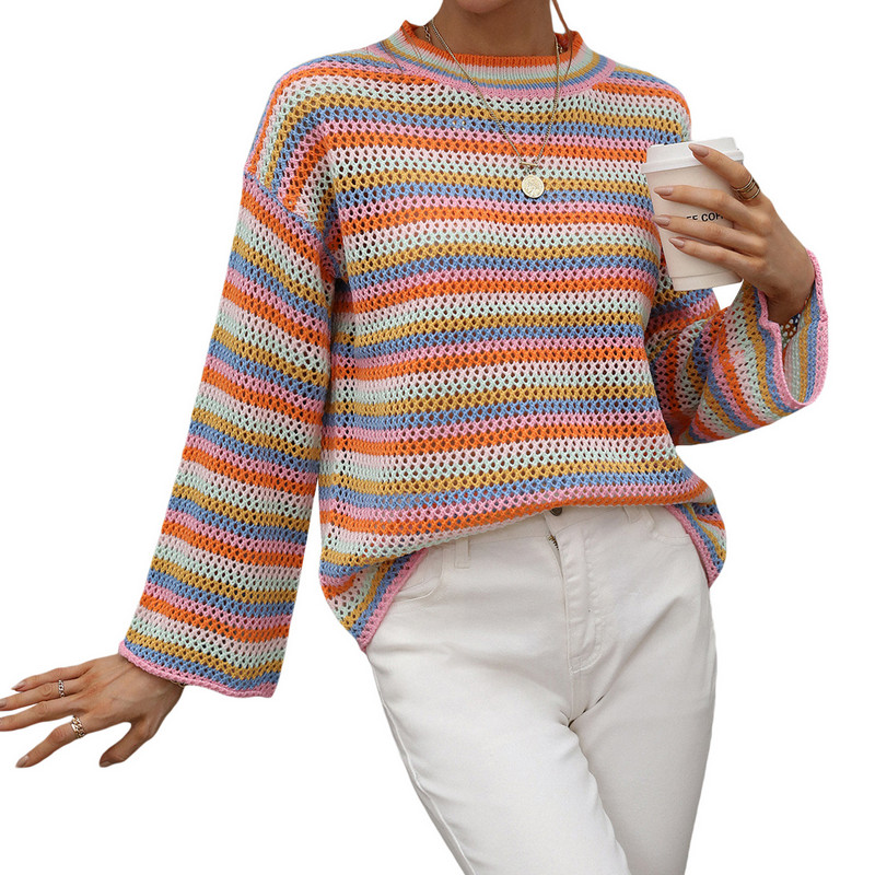 Striped Pullover Loose Fitting Casual Sweater